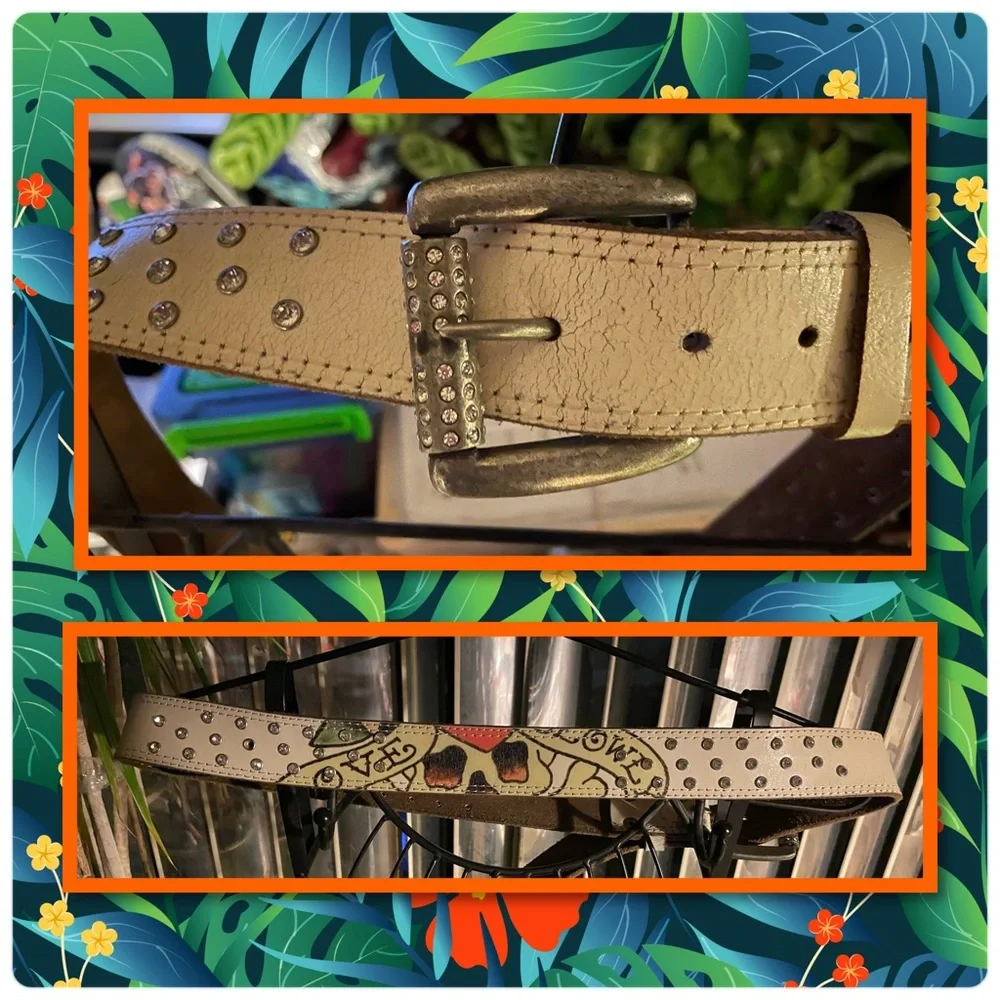 Ed Hardy Leather Belt Unisex - Picture 1 of 3